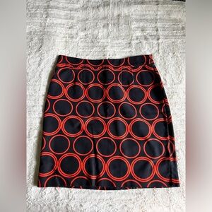 Banana Republic Black & Red Stretch Midi Skirt Size 8